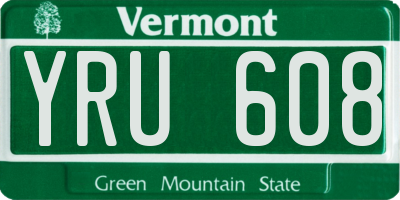 VT license plate YRU608
