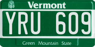 VT license plate YRU609