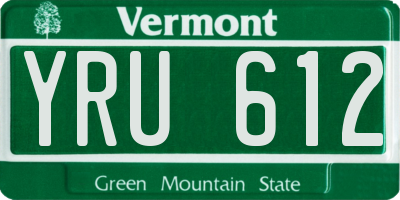 VT license plate YRU612