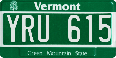 VT license plate YRU615