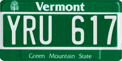 VT license plate YRU617