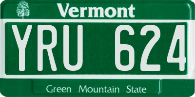 VT license plate YRU624