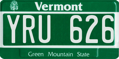 VT license plate YRU626