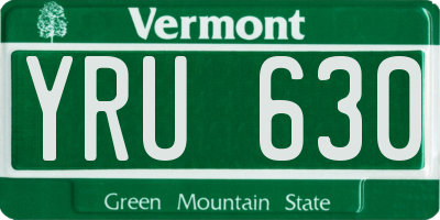 VT license plate YRU630
