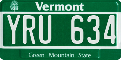 VT license plate YRU634