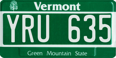 VT license plate YRU635
