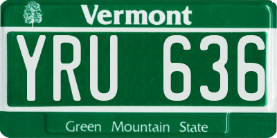 VT license plate YRU636