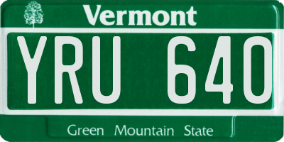 VT license plate YRU640