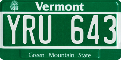 VT license plate YRU643