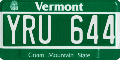 VT license plate YRU644