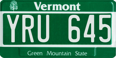 VT license plate YRU645