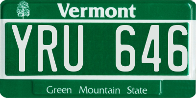 VT license plate YRU646