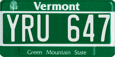 VT license plate YRU647