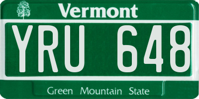 VT license plate YRU648
