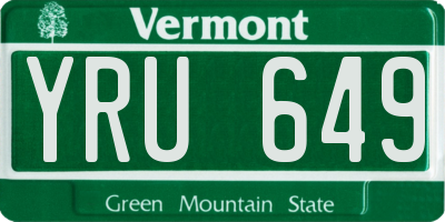VT license plate YRU649