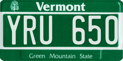 VT license plate YRU650