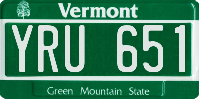 VT license plate YRU651