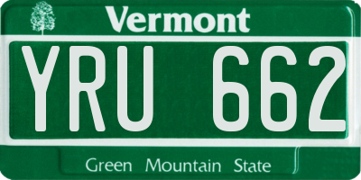 VT license plate YRU662