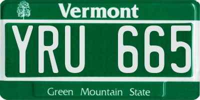 VT license plate YRU665