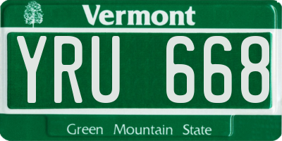 VT license plate YRU668