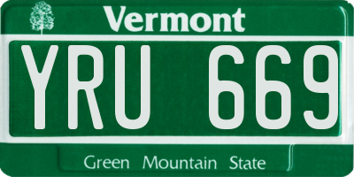 VT license plate YRU669
