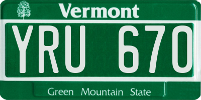 VT license plate YRU670