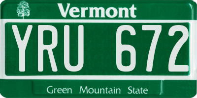 VT license plate YRU672