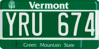 VT license plate YRU674