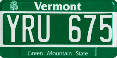 VT license plate YRU675