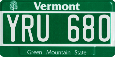 VT license plate YRU680