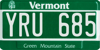 VT license plate YRU685