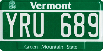 VT license plate YRU689