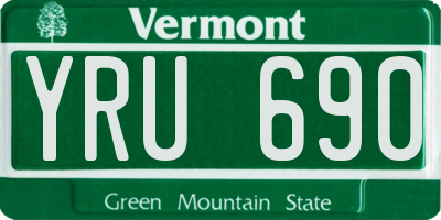 VT license plate YRU690