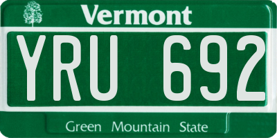 VT license plate YRU692