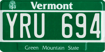 VT license plate YRU694