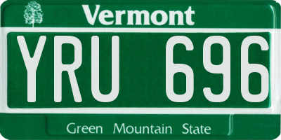 VT license plate YRU696