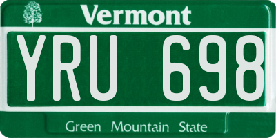 VT license plate YRU698