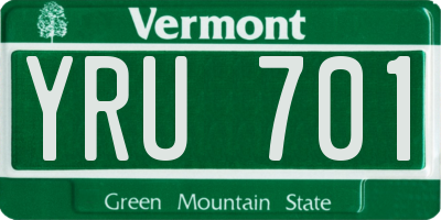 VT license plate YRU701