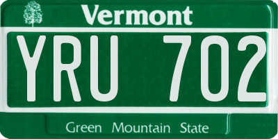 VT license plate YRU702