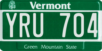 VT license plate YRU704