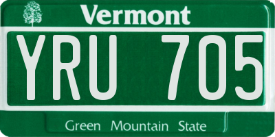 VT license plate YRU705