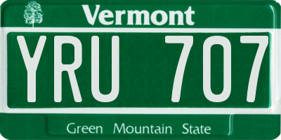 VT license plate YRU707