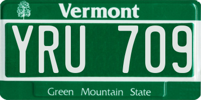 VT license plate YRU709
