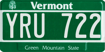 VT license plate YRU722