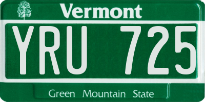 VT license plate YRU725