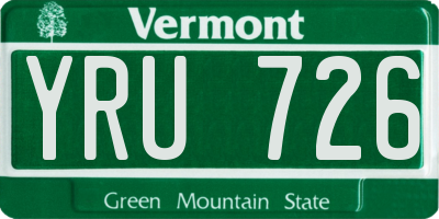 VT license plate YRU726