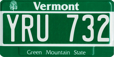 VT license plate YRU732