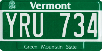 VT license plate YRU734