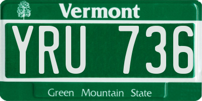 VT license plate YRU736