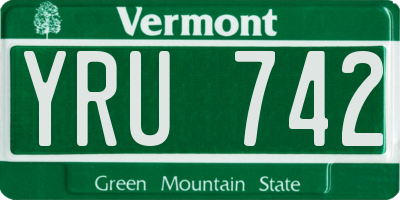 VT license plate YRU742